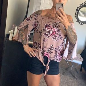 Off the shoulder floral blouse